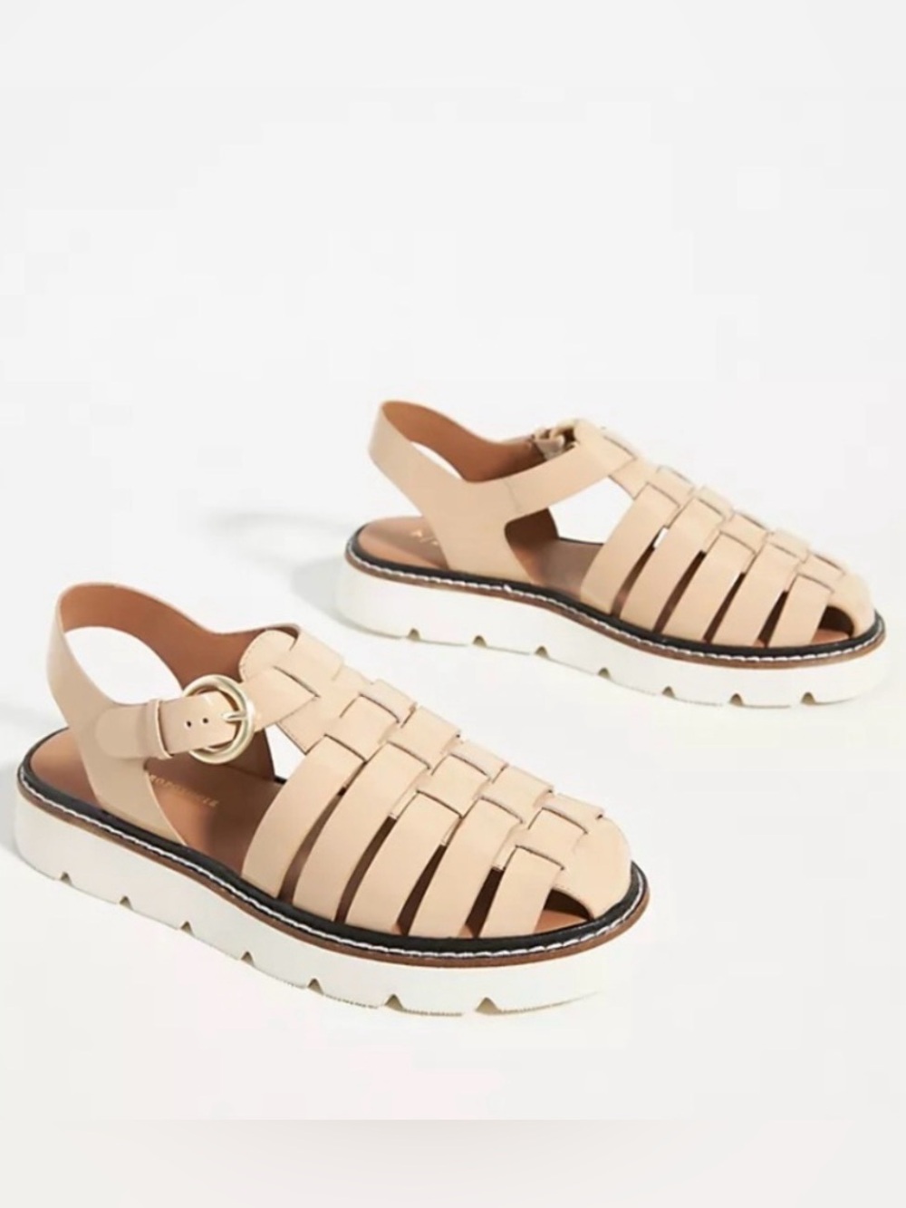 Anthropologie sz 36 nude patent fisherman sandals US sz 6